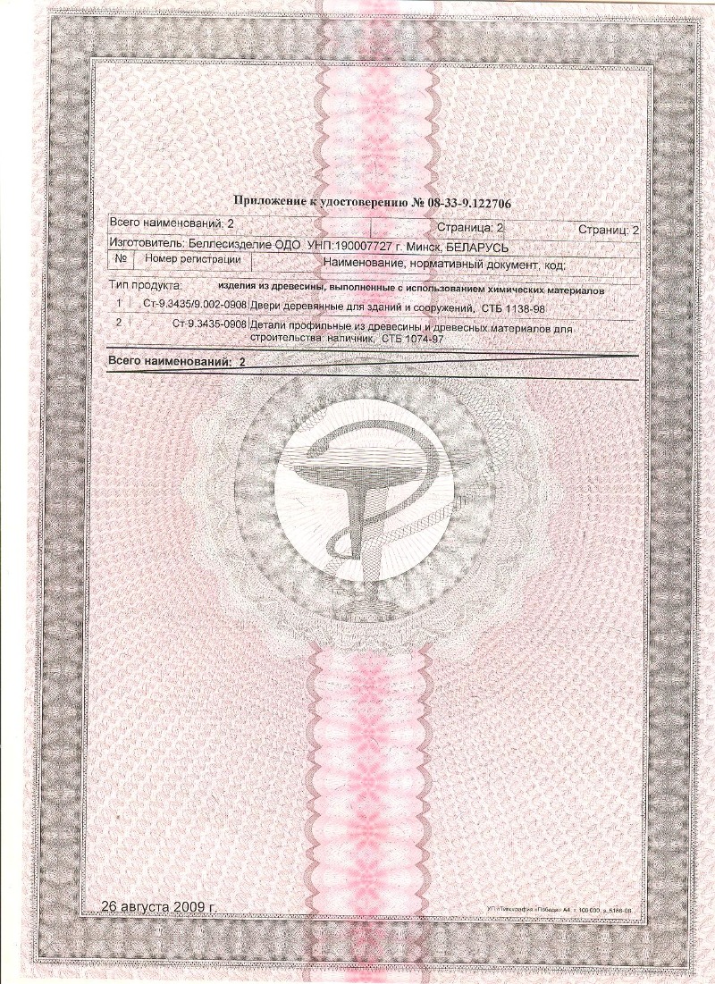Удостоверение о государственной гигиенической регистрации  (приложение)